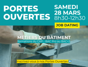 Portes Ouvertes CFA Angers, métiers du bâtiment, 28 mars 2026